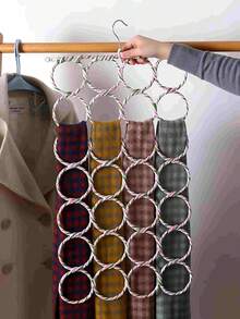 1 pieza Perchero plegable y portátil de 12/28 anillos, multifuncional para ahorrar espacio, para bufandas, corbatas, cinturones. Diseño inspirado en loro de tejido colorido con gancho para armario, dormitorio, baño, organizador diario, regalo festivo - Multicolor - Ver 2