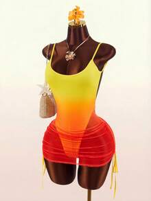 Amplova 2026 New Romantic Semi-Sheer Basic Tight-Fitting Comfortable Mini Dress For Women,Summer Dresses For Women - Orange - View 4