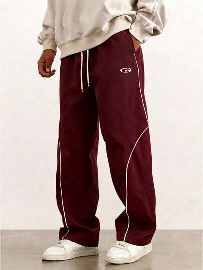 RISE LYT Men's Geometric Print Drawstring Waist Pocket Casual Sports Pants