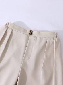 SHEIN 杏色休闲宽松阔腿裤，简约风格，适合春秋季穿着，营造轻松休闲的校园和周末休闲氛围。 - 杏色 - 查看 5