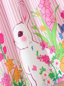 SHEIN Playful Pals Baby Girls' Cute Rabbit Element Sleeveless Dress, Fashion New Arrival Spring/Summer - Pink - View 7
