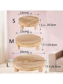 3 Rustic Wooden Display Stands And Cake Stands, Ideal For Home Kitchens, Bedrooms, Birthday Parties, Festive Gatherings And Home Decor - Multicolor - View 3