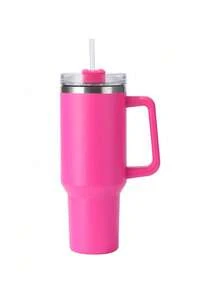1 pieza Botella de agua deportiva de acero inoxidable de doble pared con aislamiento al vacío de 1200ML, para uso en exteriores/automóvil, con 1 pajita de PP. Disponible por separado: cepillo para botellas, pajita, alfombrilla de silicona, tapa para pajita y accesorios de llavero a juego - Multicolor - Ver 8