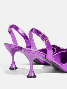 CUCCOO TILAWA Elegant Minimalist Green Pointed Toe Mid Heel Pumps, Suitable For Work, Dates, And Formal Occasions - Purple - View 4