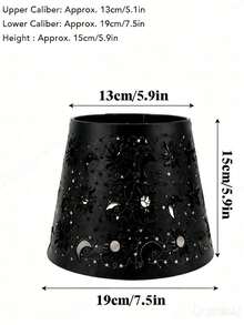 1 Peça (D13*D19*H15cm) Abajur Redondo de Ferro Entalhado com Padrão de Crisântemo, Sol, Lua e Árvore da Floresta, Compatível com Lâmpada E27/E26, Inclui Anel Adaptador E27 para E14, Adequado para Luminária de Mesa Industrial Retrô, Luminária de Chão, Luminária de Parede, Acessório de Iluminação Decorativa Artística, Abajur Ambiente Criativo - Abajur esculpido em ferro forjado - Visão 23