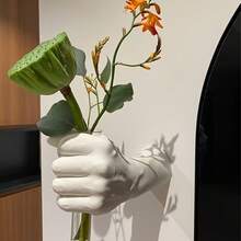 Joivida 1件艺术手持壁挂式设计师创意仿人手水培餐厅酒店装饰花瓶，美观的房间装饰，小型家居花盆，创意墙面艺术装置花瓶，花店墙面软装饰壁挂式个性化拳头花架雕塑装置 - 個性拳頭花瓶 - 查看 6