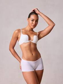 Veilyse Solid Adjustable Strap Underwire Bra, Lingerie - White - View 3
