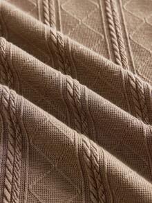 SWAVVY Áo polo nam tay ngắn dáng rộng, cổ bẻ, dệt jacquard, thêu, màu kaki. - Màu Khaki - Xem 6