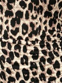 EMERY ROSE Blusa elegante y con estilo para mujer de talla grande, con estampado completo de leopardo, cómoda camiseta de estilo superior. - Multicolor - Ver 3