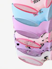 SHEIN [5 Sets Random]Toddler Girls Cotton Panties, Soft All-Season Briefs With Cute Cow Mermaid Print In Pink Purple - Multicolor - View 3