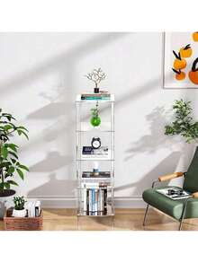 Transparent Bookshelf With 4-5 Layers Of Home Standing Independent Corner Storage Shelves Suitable For Living Rooms, Bedrooms, Bathrooms, And Small Space Display Shelves - Multicolor - View 6