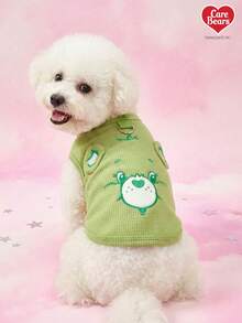 Care Bears X PETSIN 1 chiếc áo đa năng cho mèo/chó, áo vest màu xanh lá cây hình gấu dễ thương với tai ba chiều, mỏng nhẹ thoáng khí cho thú cưng mùa xuân và mùa hè, có dây rút và khóa cài. - màu xanh lá - Xem 2