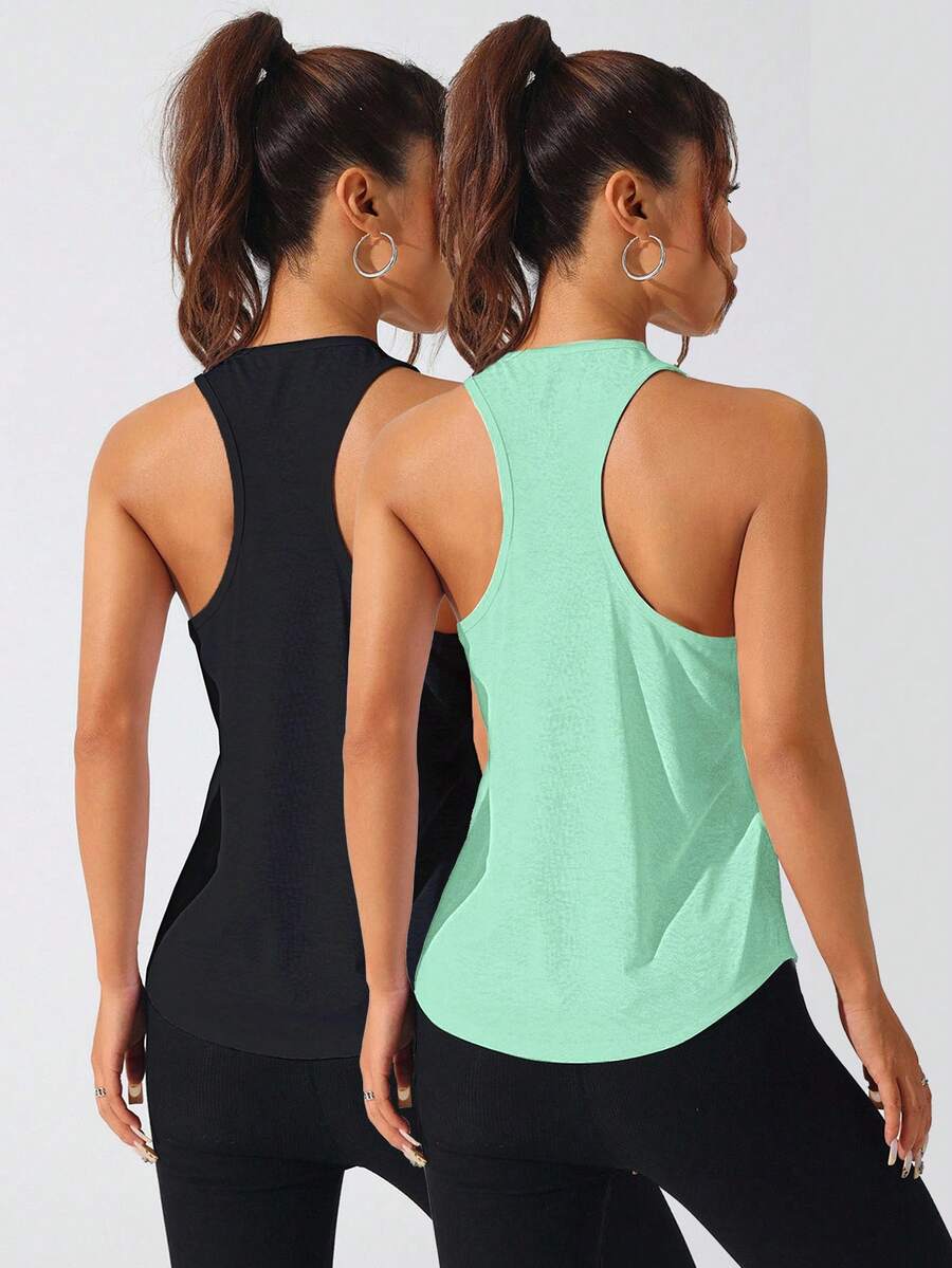 SHEIN Velisys Women's Casual Fitness Racerback Tank Top Set - Multicolor - View 1