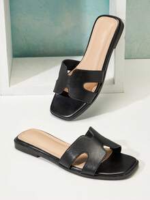 Mini mi Kids' Black Flat Sandal - Timeless Classic - Black - View 3