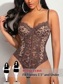 SHEIN PETITE CURVE 新款加大码女装娇小女孩夏季休闲时尚性感豹纹撞色蕾丝连体衣，夏季，高品质弹力面料。让您看起来更苗条，适合娇小女性。高腰设计让您看起来更苗条，腿部更修长，适合娇小女性。适合所有季节和场合，适合娇小女孩和女性，夏季背心，夏季背心，夏季服装，夏季度假服装，女士长款夏季背心，春季服装，背心，休闲背心，夏季高腰显瘦背心，优雅女士礼服裤，优雅派对裤，女士优雅裤，女士度假服装，女士假日服装，夏季度假服装，夏季度假服装，狂欢节服装，狂欢节女士造型2026 2026年狂欢节女性狂欢节服装狂欢节女装 - 棕色 - 查看 7