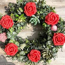 1 Pack Ivory Foam Artificial Rose With Stem For DIY Wedding Bouquet Bridal Shower Centerpiece Party Table Decor Valentine Mother Day Gift No Box - Red - View 2