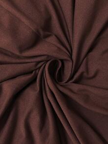 Elaquor 大码女式纯色圆领蝙蝠袖短袖褶裥下摆休闲T恤 - 咖啡棕 - 查看 3