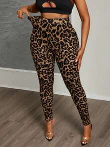 Slaydiva Quần legging cạp cao họa tiết da báo thời trang dành cho người có thân hình đầy đặn. - Nhiều màu - Xem 1