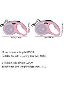 1pc Pet Automatic Retractable Traction Rope With Multiple Color Options, Random Style - Pink - View 6