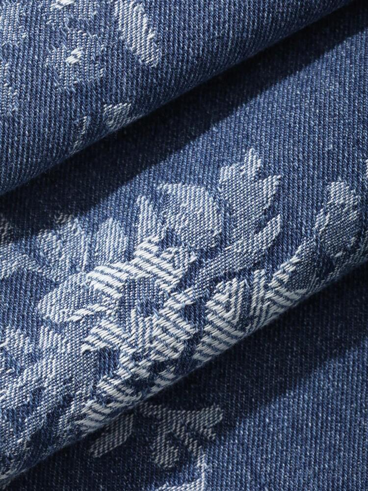 Women's Romantic Casual Elegant Full Print Floral Spaghetti Strap Textured Waist A-Line Long Denim Dress, Spring & Summer