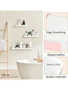 1 chiếc kệ treo tường không cần khoan lỗ màu trắng, có hai kích cỡ, được làm từ chất liệu acrylic, thích hợp để lắp đặt không cần khoan. Lý tưởng cho phòng tắm, cũng như nhà bếp, văn phòng và phòng khách. - trắng - Xem 2