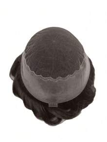 Parrucca da uomo Q6 con base in pizzo e rete, misura personalizzata 8*10 pollici, lunghezza capelli corti 6 pollici lisci e ordinati, design in pizzo ad alta ventilazione che mantiene il cuoio capelluto asciutto tutto il giorno, bordo invisibile con aspetto naturale dei capelli veri, sistema di sostituzione dei capelli comodo e leggero per uso quotidiano degli uomini - S5 - Visualizzare 8