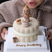 MINKOJA MINKOJA 1pc Cute Brown Bear With Party Hat Cake Topper - Reusable Birthday Decoration For Cakes, Gender Reveal, Shower, Wedding, Anniversary & Summer Parties, Cake Decorations, Christmas, Party Supplies - View 8