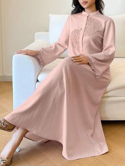 Yasmyna Đầm nữ thanh lịch, chất liệu ren thêu họa tiết, phối nhiều mảnh, kiểu Ả Rập.