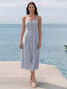 Briarwyn Đầm maxi nữ kẻ sọc cài nút có túi, đầm dài cotton, đầm cài cúc, đầm cotton thường ngày/đầm cotton/kẻ sọc trắng xanh, trang phục mùa hè cho nữ, trang phục mùa xuân cho nữ, trang phục nghỉ hè, ngày lễ tình nhân, ngày lễ Thánh Patrick cho nữ, trang phục đi biển cho nữ, trang phục đi chơi, đầm ngày lễ tình nhân, đầm dạ hội sang trọng cho đám cưới, đầm thường ngày cho nữ, đầm dự tiệc cho nữ. - Xanh và trắng - Xem 6