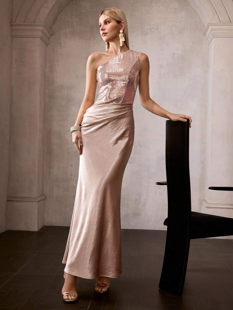 MOTF Soiréza WOMEN'S SPRING/SUMMER PATCHWORK STRAIGHT DRESS, SUITABLE FOR WEDDING, PARTY, BANQUET