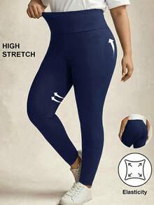Comfylo Quần legging nữ cỡ lớn, màu trơn, cạp cao, kiểu dáng thoải mái, đa năng, thích hợp mặc hàng ngày. - Màu xanh lam - Xem 8