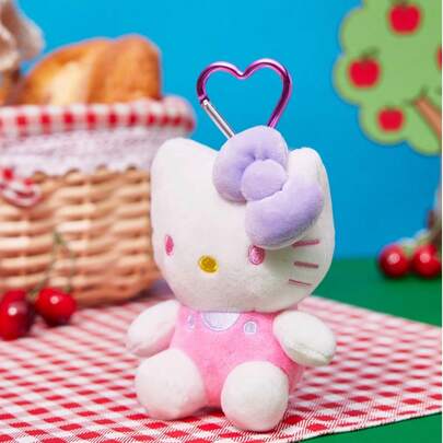 POKOJA LAND HELLO KITTY AND FRIENDS | 4英寸粉色小猫钥匙扣，坐姿小猫毛绒挂件，收藏钥匙扣，可爱卡通人物钥匙配件，趣味十足的包包挂件，汽车内饰挂件，日常搭配装饰，完美的节日生日礼物