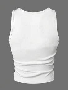 Manfinity Dauomo Camiseta de tirantes ajustada de color liso para hombre - Negro - Ver 2