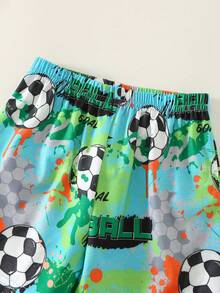 SHEIN Set de 2 piezas de camiseta y pantalones cortos deportivos informales con estampado de teñido anudado para bebé niño, adecuado para primavera y verano - Multicolor - Ver 9