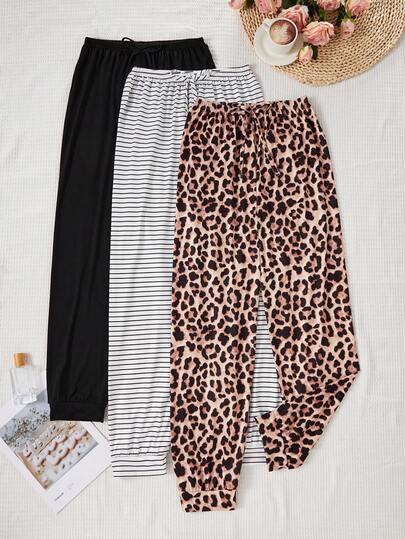 Napfluff 女士休闲抽绳裤三件装，简约风格，三种颜色可选