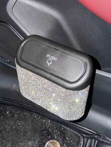 1PC Rhinestone Car Trash Can Diamond Bling Vehicle Garbage Organizer Portable Auto Interior Storage Container For Car Van Suv Truck Home Office Desk Small Waste Bin Car Accessories Decorative Essentials - Multicolor - View 4
