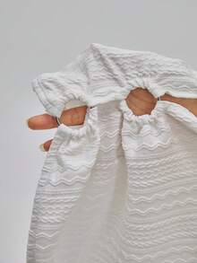 TypaGal 女士纹理侧开衩时尚抹胸上衣 - 白色 - 查看 4