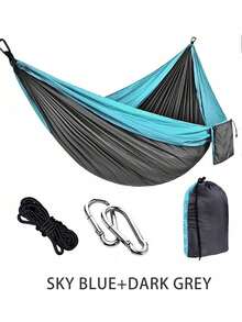 1 Buah Hammock Parasut Nilon Ringan Portabel Ukuran 106x55 Inci dengan Tali Pohon untuk Berkemah, Mendaki Gunung, Pantai, Penggunaan Dalam dan Luar Ruangan, Perlengkapan Berkemah, Tersedia Berbagai Warna - MultiWarna - View 6