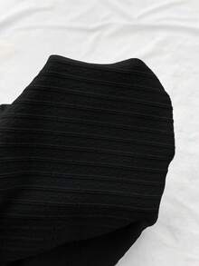 少女纯黑色宽松休闲度假简约舒适不对称下摆背心和半身裙两件套，适合下午茶、海滩度假等场合。 - 黑色 - 查看 9