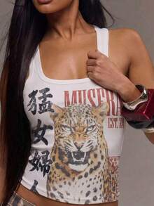 MUSERA 女士吊带背心，修身印花背心，适合节日、派对、Y2K情人节假期，优雅春夏节日 - 彩色 - 查看 2