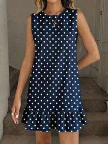 Easowa Women's Printed Mini Dress, Suitable For Spring And Summer,Summer Dresses For Women - Navy Blue - View 5