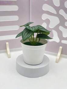 3 件/套白色仿真植物盆栽，迷你仿真尤加利盆栽，免维护，适合室内家居装饰、办公室、农舍、浴室和桌面摆设，小型仿真草坪绿盆栽，春季家居装饰[含盆]，生日和毕业礼物 - 綠色 - 查看 5