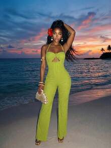 Slaydiva Mùa xuân mới, Lễ hội âm nhạc Xuân Hè, Ngày lễ tình nhân, Lễ Phục sinh, Mùa cưới, Mùa lễ hội, Kỳ nghỉ biển, Thường ngày, Thanh lịch, Đi làm, Mặc hàng ngày, Trang phục công sở, Kỳ nghỉ, Tiệc tùng, Du thuyền, Tiệc tùng, Cơ bản, Hẹn hò hàng ngày, Dây buộc cổ, Cổ áo hình trái tim, Thiết kế dây khoét ngực, Quần ống rộng, Quần dài màu xanh nhạt, Quần ống rộng nữ -G - màu xanh lá - Xem 10