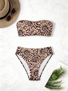 SHEIN Swim Conjunto de traje de baño de 2 piezas con estampado de conchas marinas, elegante y sexy, para playa de verano - Multicolor - Ver 5