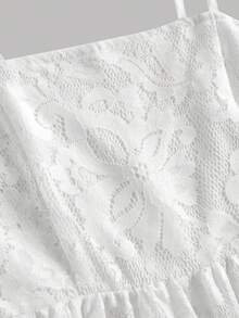 Pitira Vestido midi de encaje blanco para niñas preadolescentes, elegante para vacaciones, fiestas, bodas, regreso a la escuela, graduación - Blanco - Ver 7