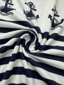 EMERY ROSE 大码V领短袖印花优雅宽松连衣裙，感恩节女士长款套装 - 彩色 - 查看 6