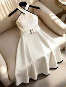 Franclia Váy midi nữ - Màu be - Xem 1