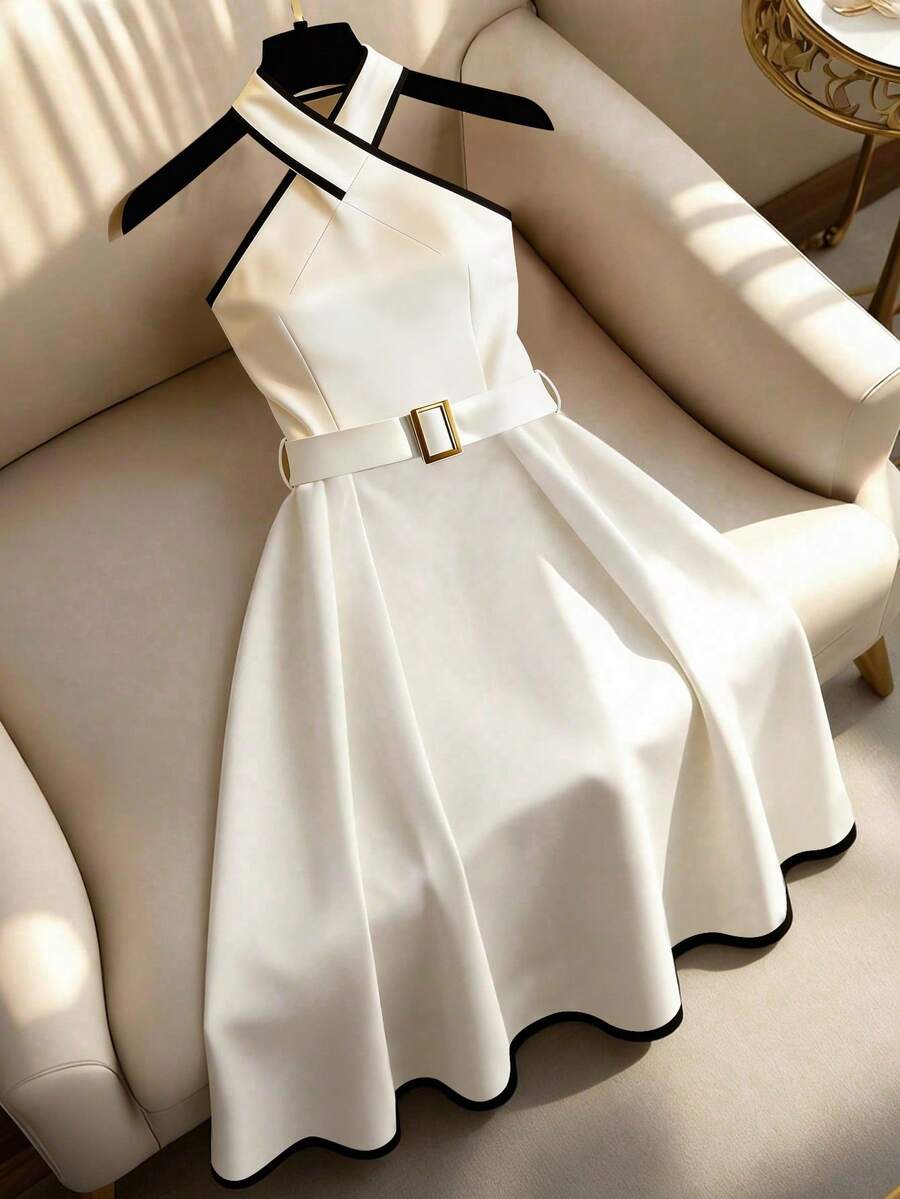 Franclia Vestidos midi para mujer - Albaricoque - Ver 1