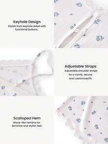 LUVLETTE Cloud Soft 轻盈白色碎花睡裙 - 镂空吊带睡衣，凉爽轻薄的夏季休闲服，Cottagealumber - 白色 - 查看 4