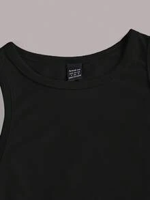 SHEIN Essnce Bộ 4 áo hai dây cổ tròn màu trơn, kiểu dáng đa năng, phù hợp cho nữ, thích hợp mặc mùa hè - Màu đen, hồng, đỏ đô, xám đậm. - Nhiều màu - Xem 5